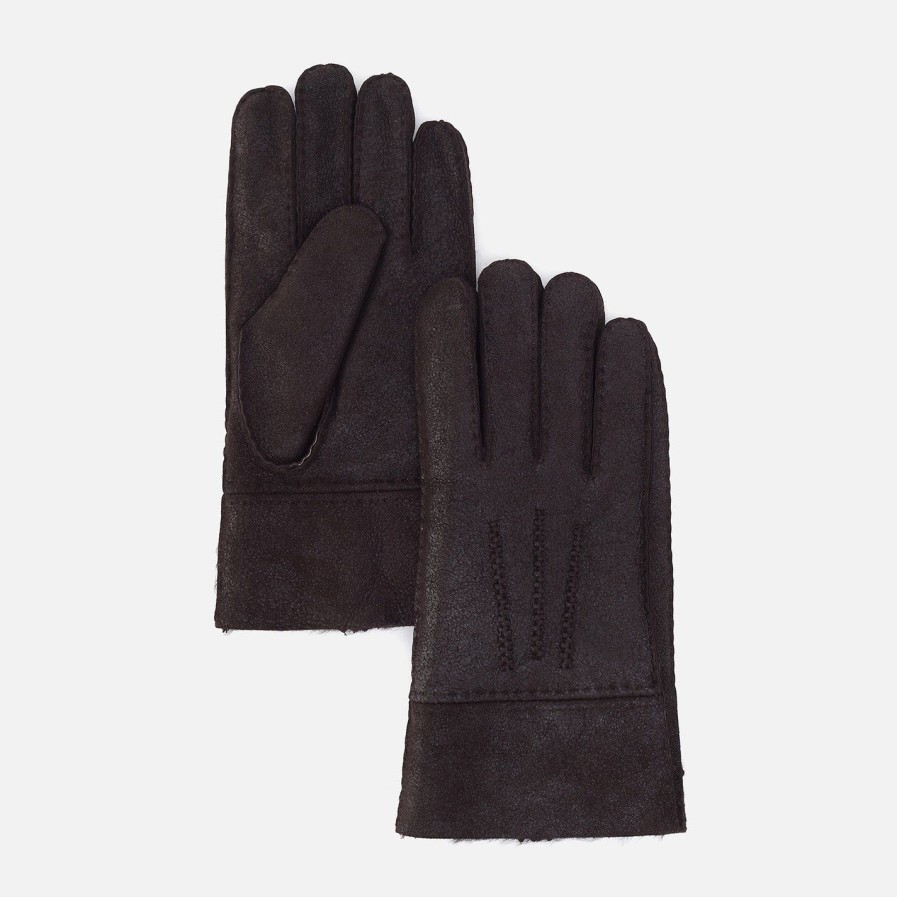 Wallets Hobo | Rugged Black Aviator Sheepskin Glove